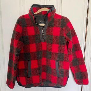 Abercrombie & Fitch Buffalo Check Fleece Quarter Zip Pullover